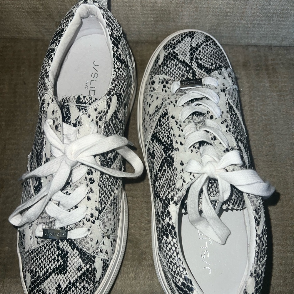 JSlides Snakeskin Platform Sneakers Gray Snake Animal Python Print Size 8.5
